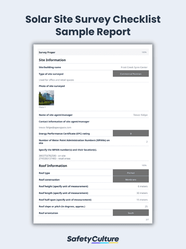 Solar Site Survey Checklist Sample Report