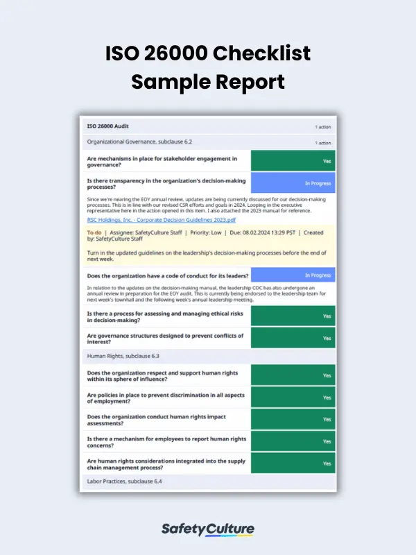 ISO 26000 Checklist Sample Report