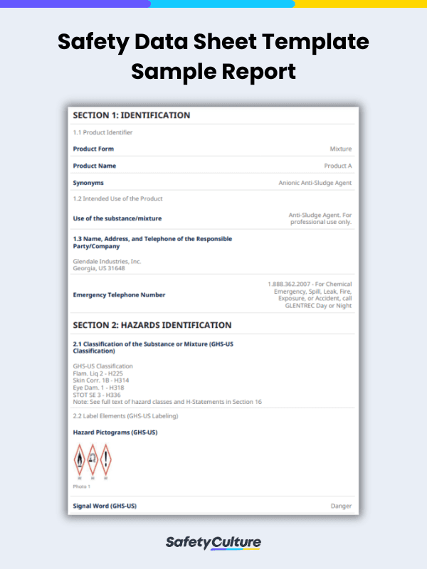 Safety Data Sheet Template Sample Report