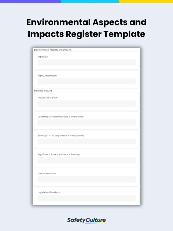 Environmental Aspects and Impacts Register Template