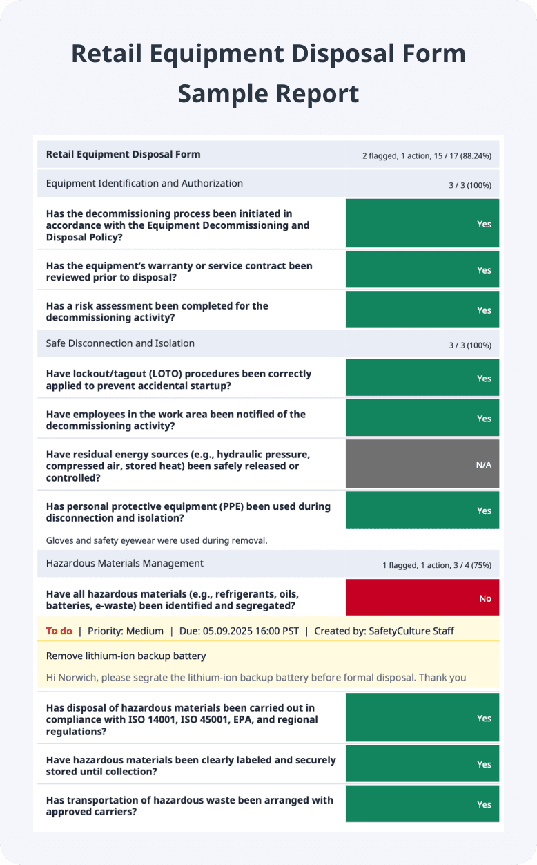 Retail Equipment Disposal Form