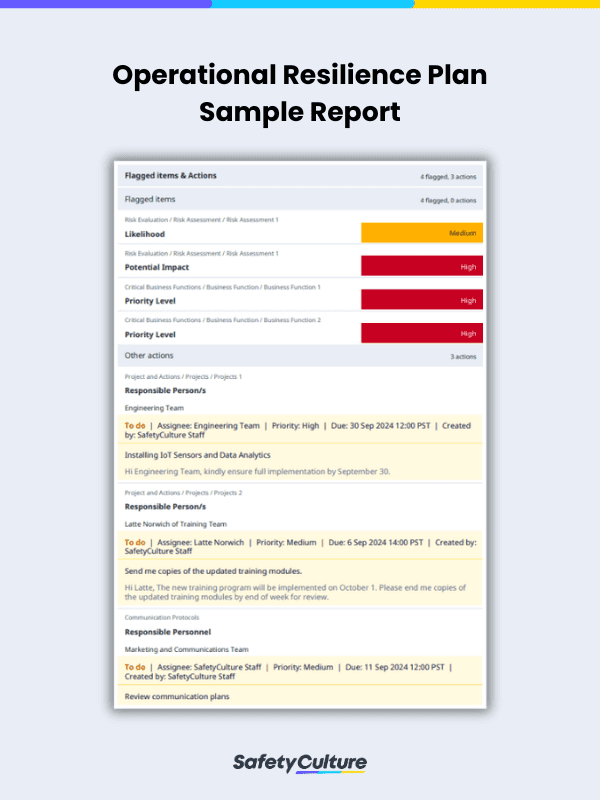 Operational Resilience Plan Sample Report