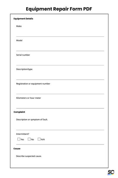 Equipment Repair Form PDF