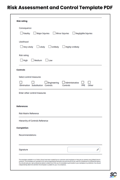 Risk Assessment and Control Template PDF
