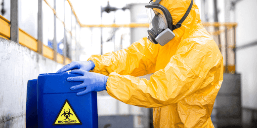 Employee completing rcra training for hazardous waste