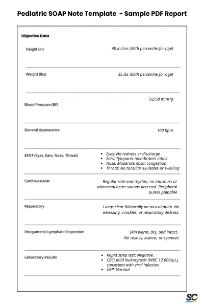 Pediatric SOAP Note Template - Sample PDF Report