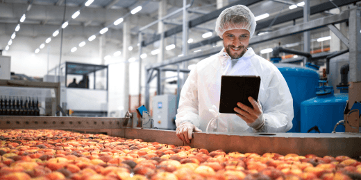 Man conducting food item inspection in a warehouse