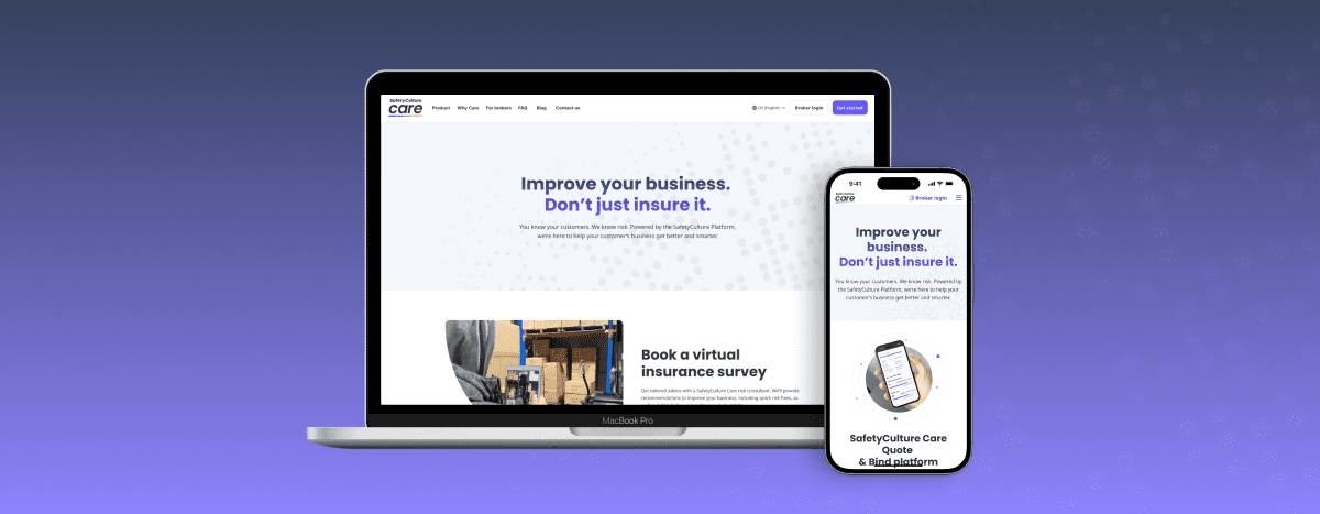A laptop device showing the SafetyCulture Care webpage