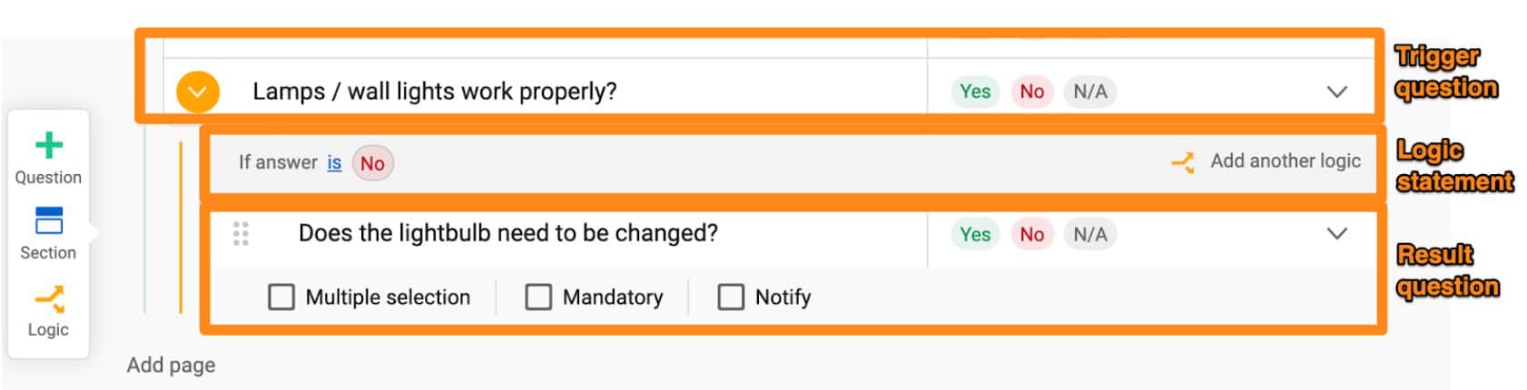 Logic fields with failed responses