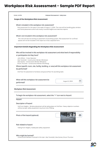 Workplace Risk Assessment Sample PDF Report