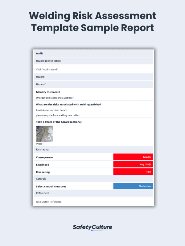 Welding Risk Assessment Template Sample Report