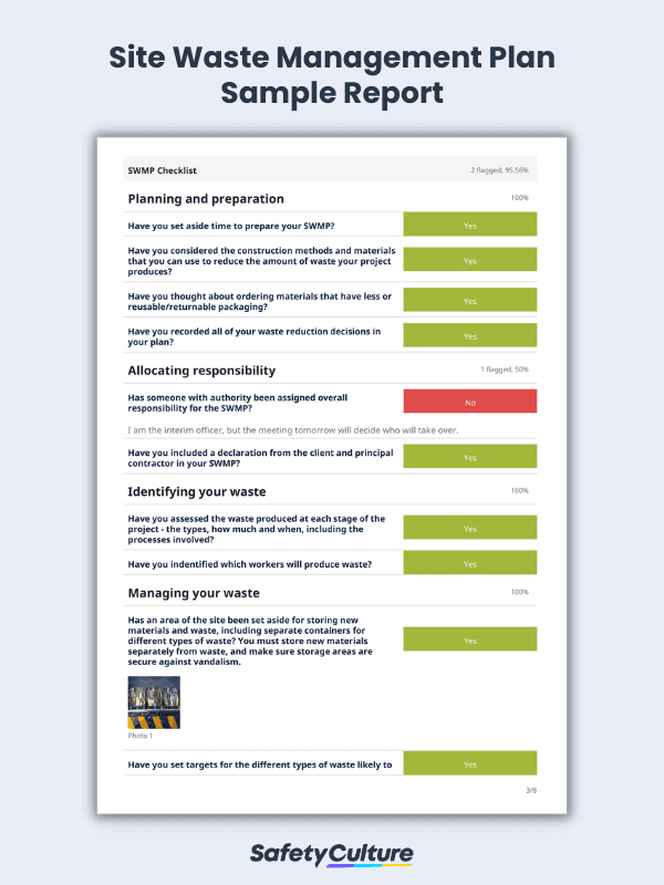 Construction Site Waste Management Plan Sample Report