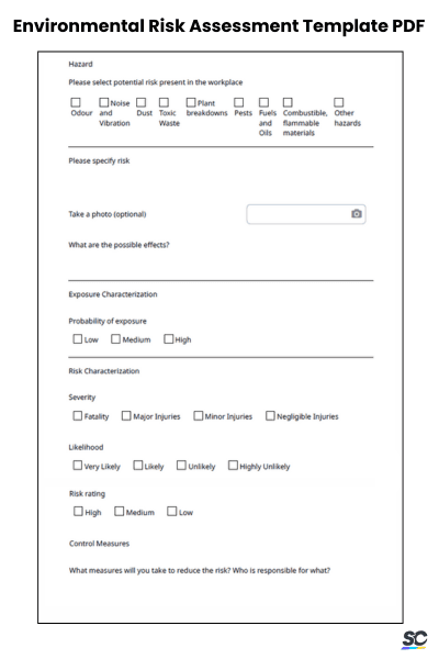 Environmental Risk Assessment Template PDF