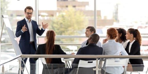 employees having a meeting on product knowledge