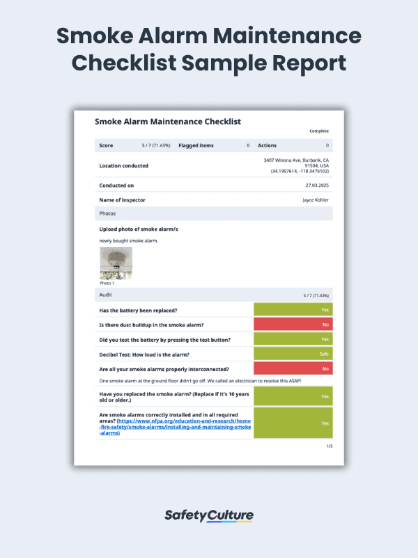 Smoke Alarm Maintenance Checklist