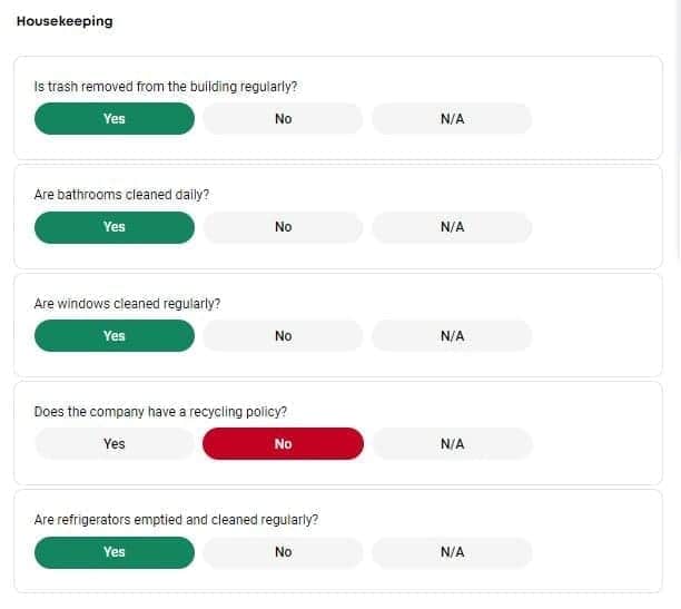 Insurance Inspection Yes or No type of response