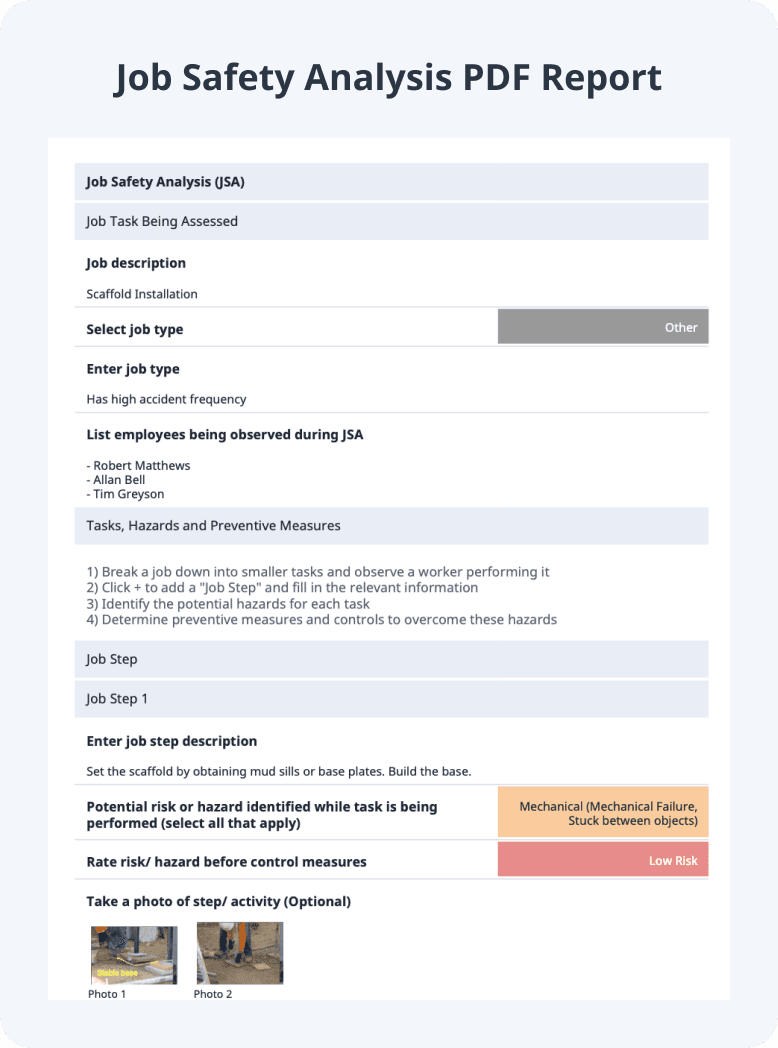 Job Safety Analysis PDF Report