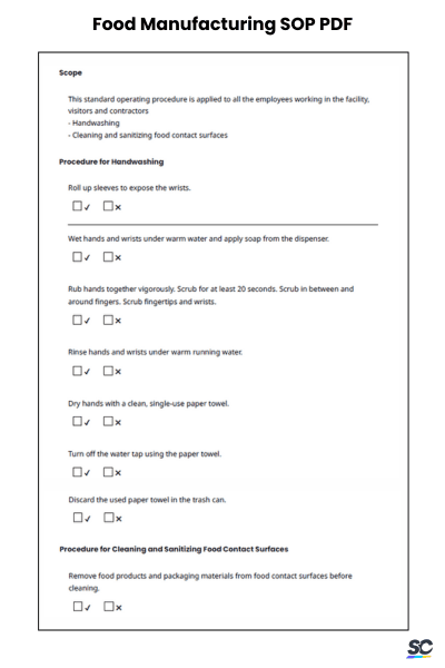 Food Manufacturing SOP PDF