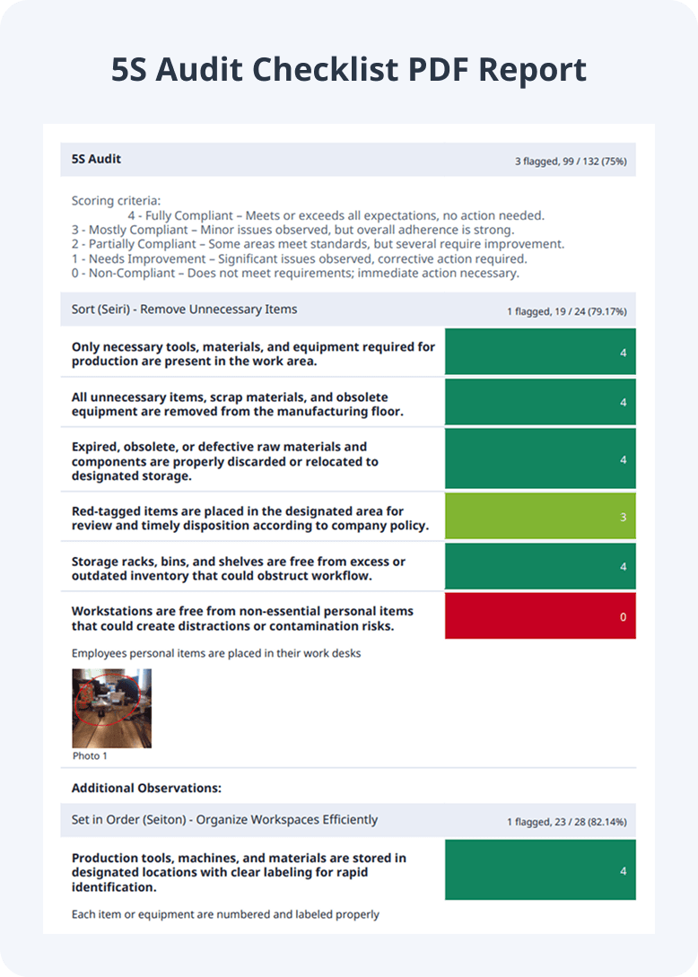 5S Audit Checklist PDF Report