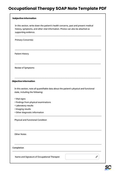 Occupational Therapy SOAP Note Template PDF