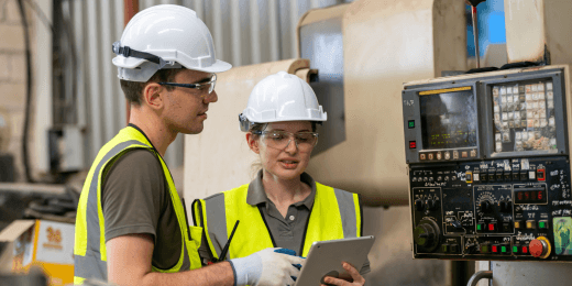 Two inspectors ensuring compliance with the Canada Occupational Health and Safety Regulations