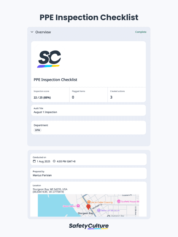 PPE Inspection Checklist PDF Sample Report