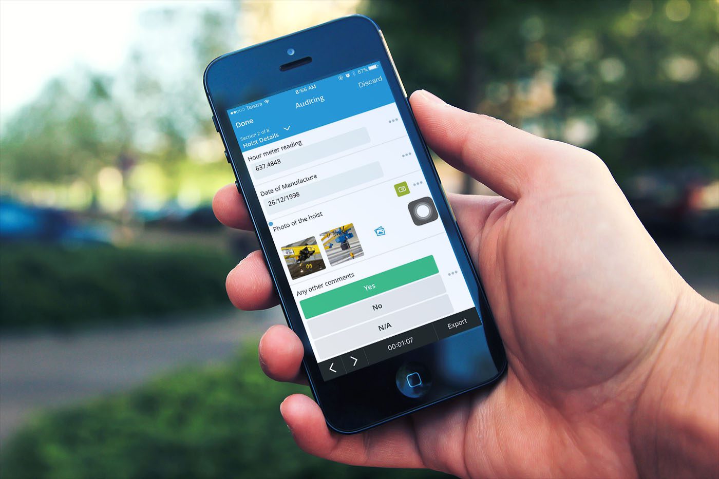 crane inspection, checklist app, iauditor, iphone inspection, crane template, crane checklist