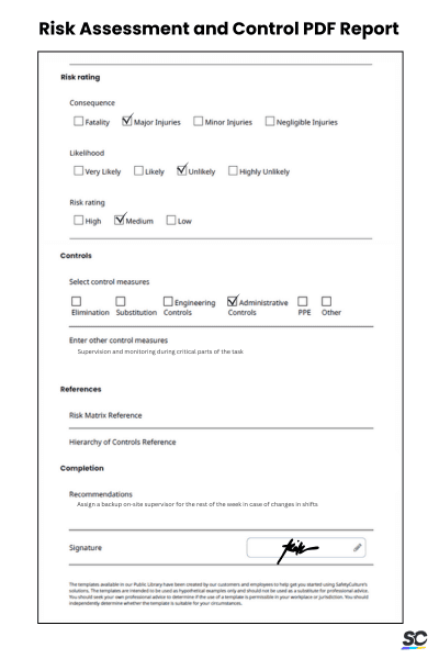 Risk Assessment and Control Template Sample PDF Report