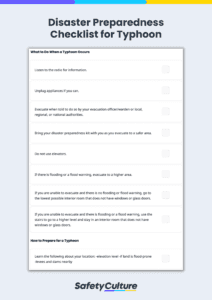 disaster preparedness checklist for typhoon