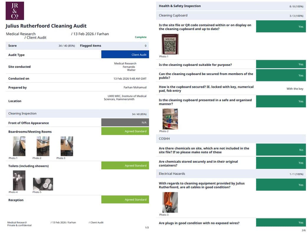 Cleaning and H&S Inspection