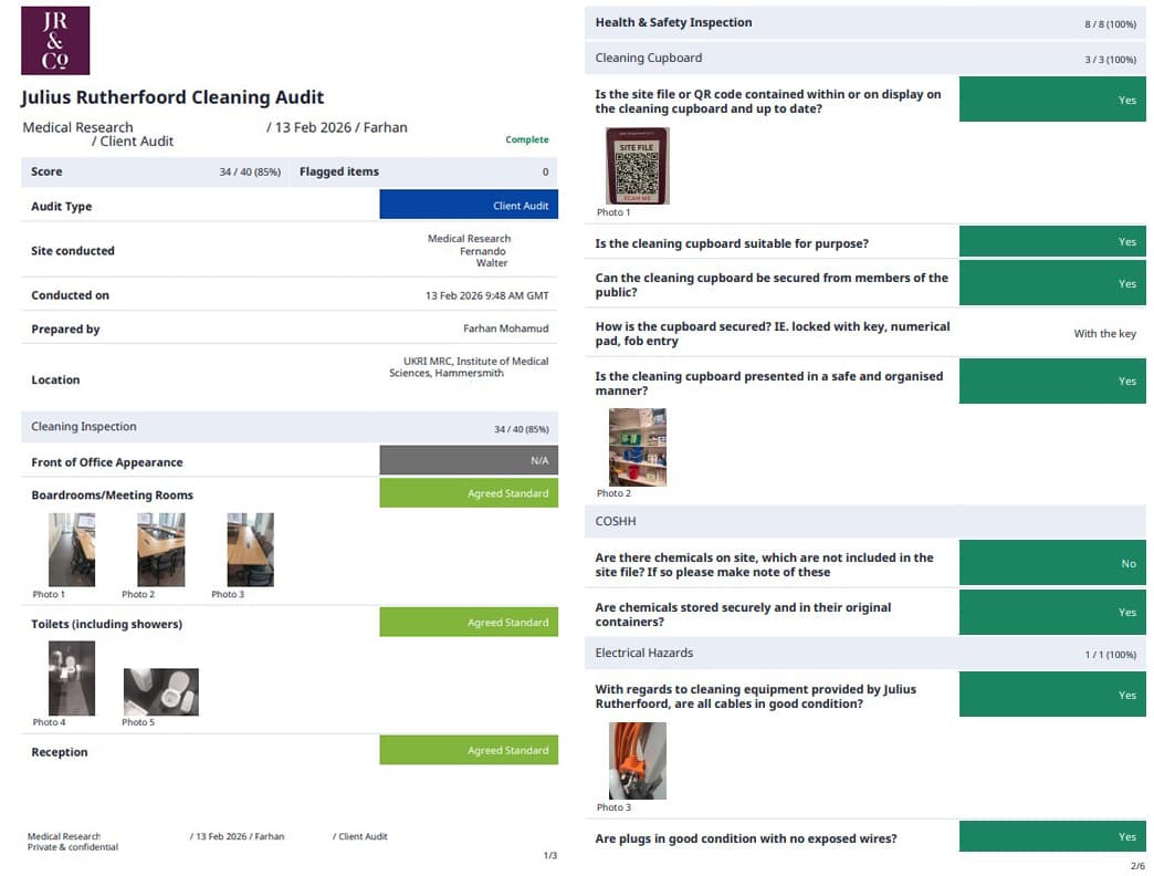 Cleaning and H&S Inspection
