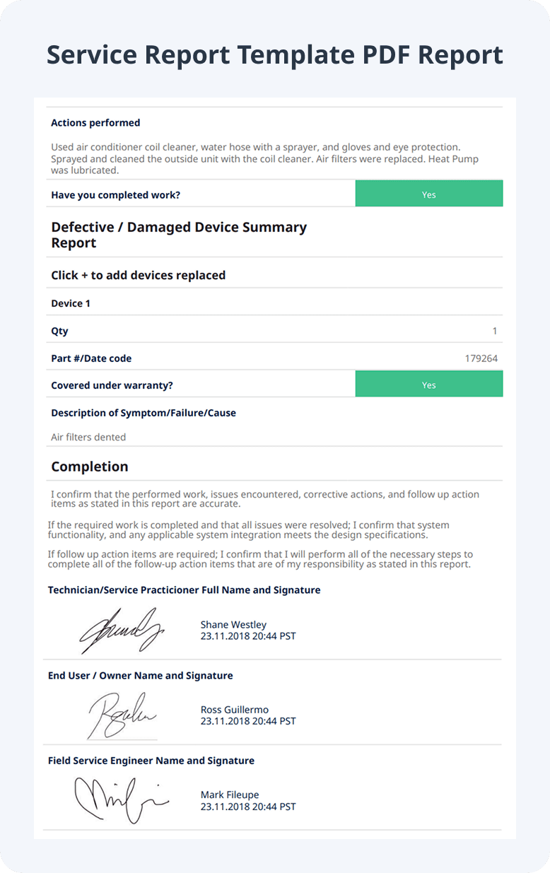 Service Report Template PDF Report