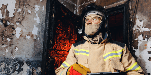 an inspector doing checks following the UK Fire Safety Regulations