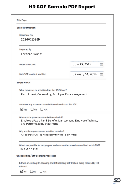 HR SOP Sample PDF Report