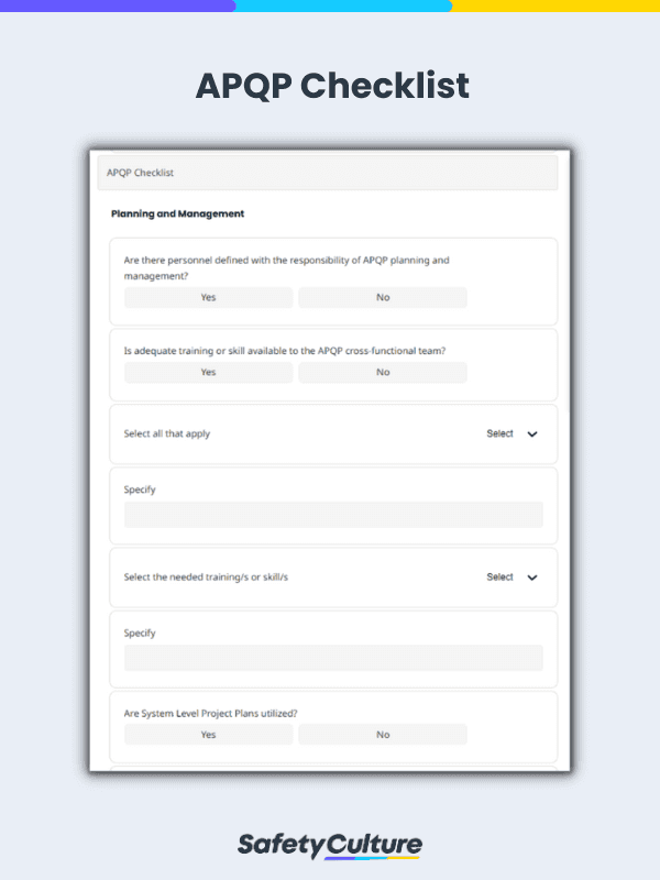 Liste de contrôle APQP process