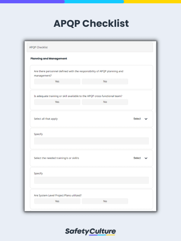 Liste de contrôle APQP process