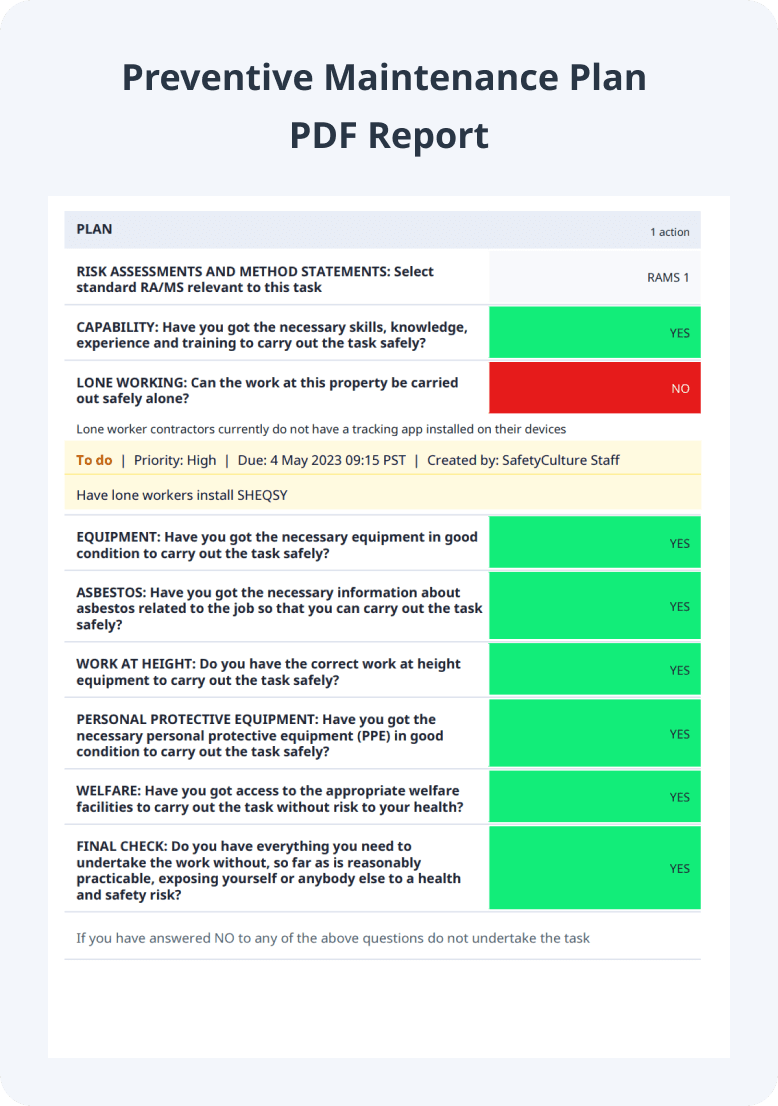 Preventive Maintenance Plan