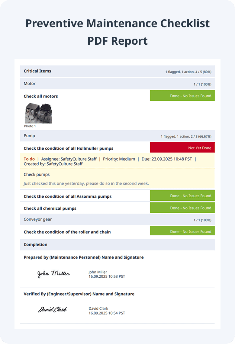 Preventive Maintenance Checklist PDF Report