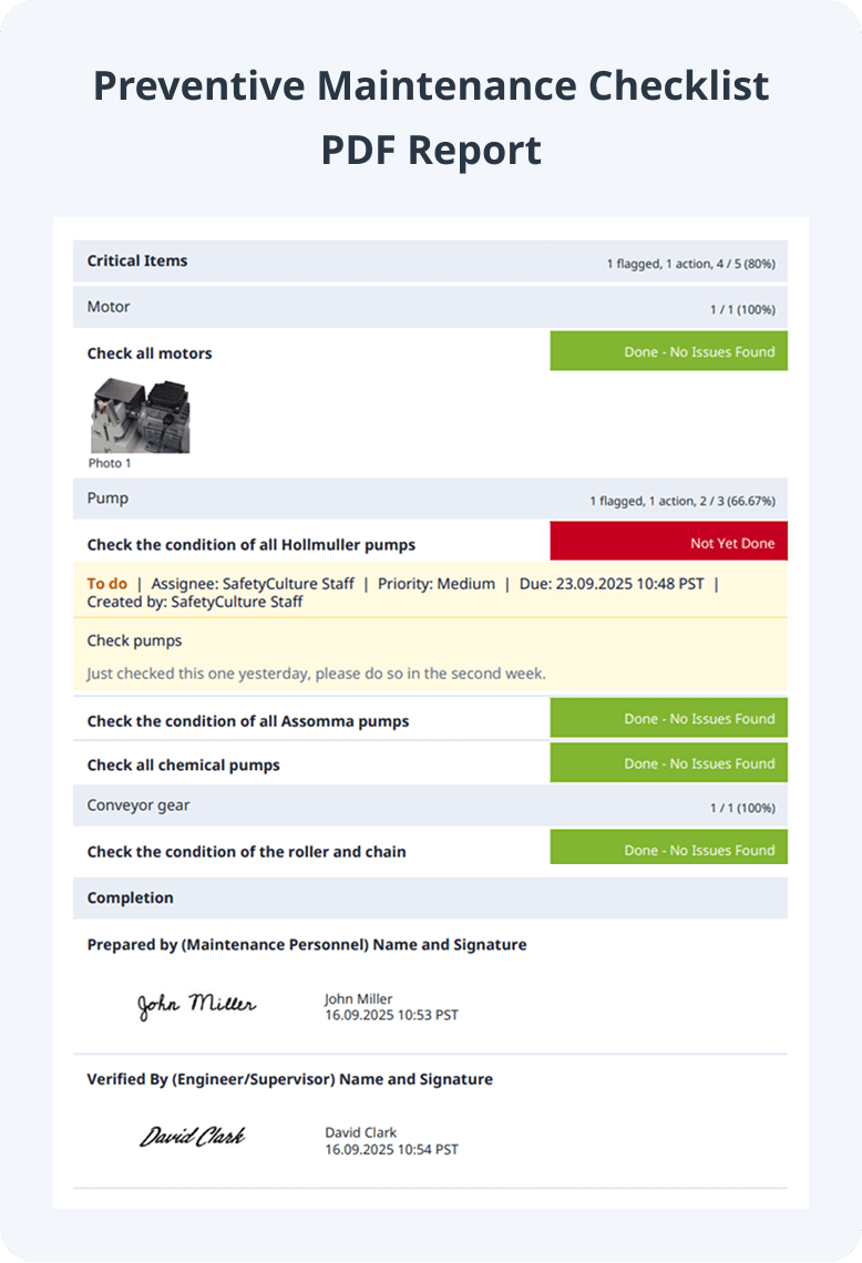 Preventive Maintenance Checklist PDF Report