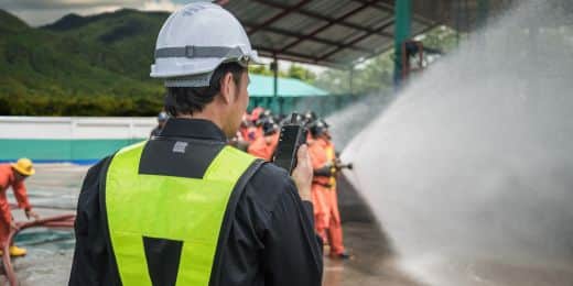 firefighters running a simulation drill for international day for disaster risk reduction