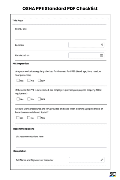 OSHA PPE Standard PDF Checklist