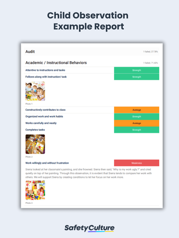 Child Observation Example Report