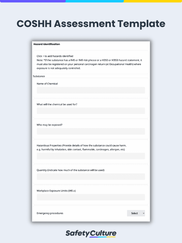 COSHH Assessment Template