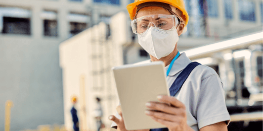 Engineer studying SWPPP BMP on a tablet