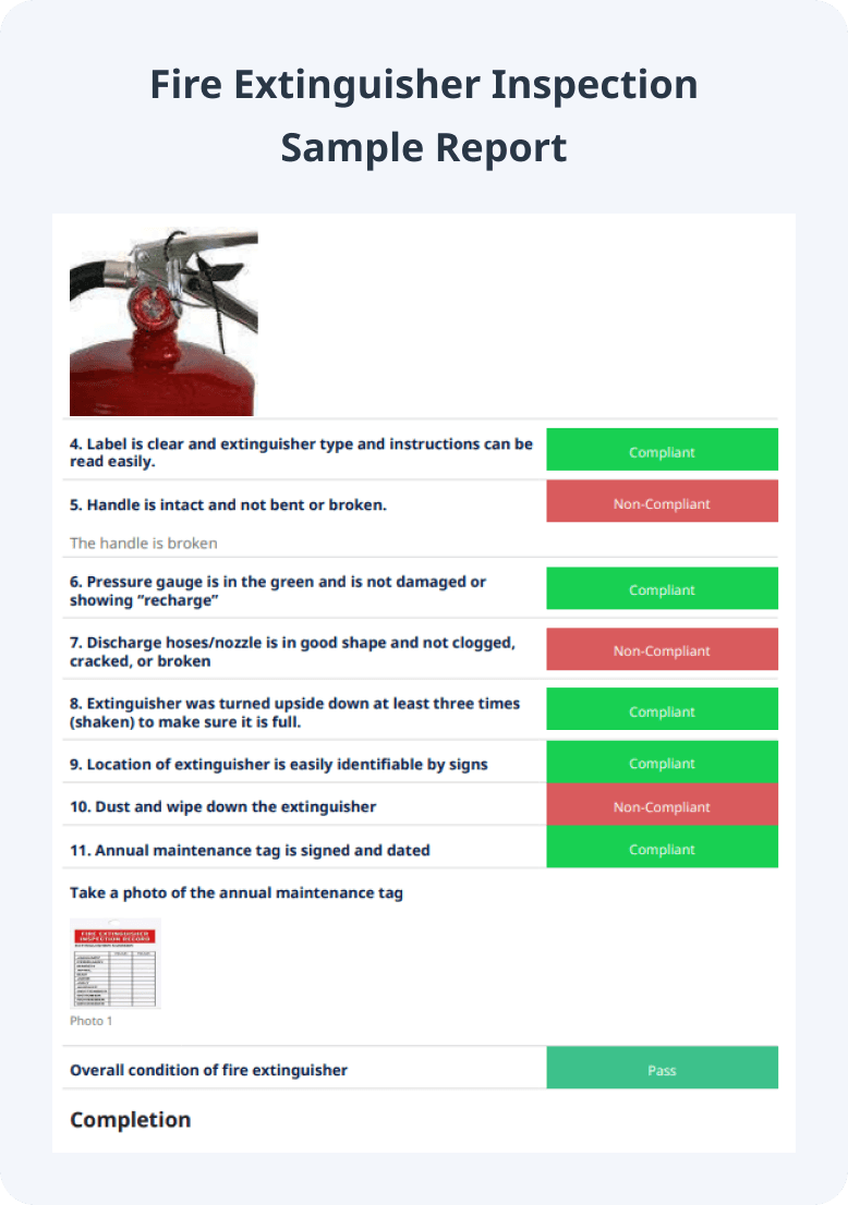Fire Extinguisher Inspection Sample Report Image