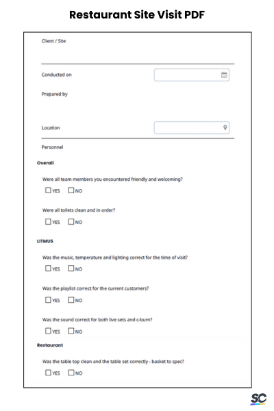 Restaurant Site Visit PDF