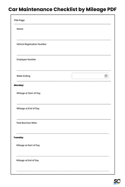 Car Maintenance Checklist by Mileage PDF