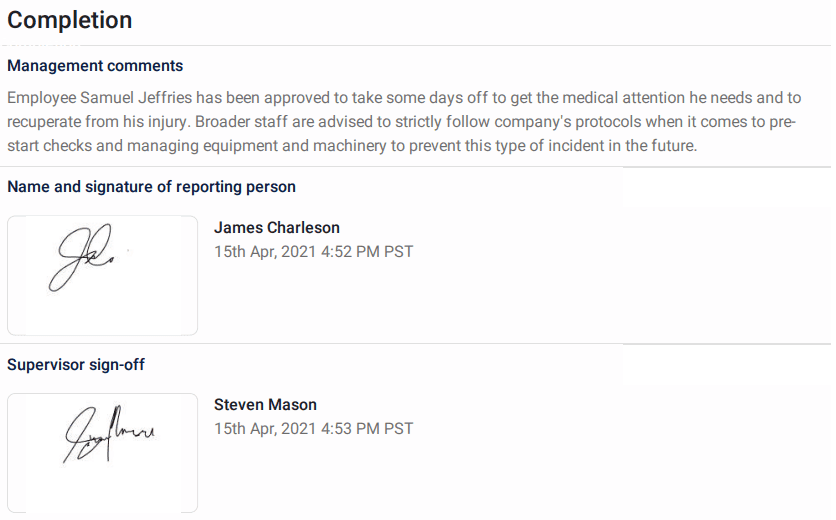 Incident Report Sample - Step 6