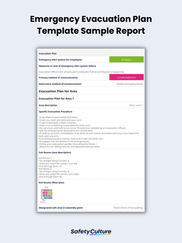 Emergency Evacuation Plan Template Sample Report
