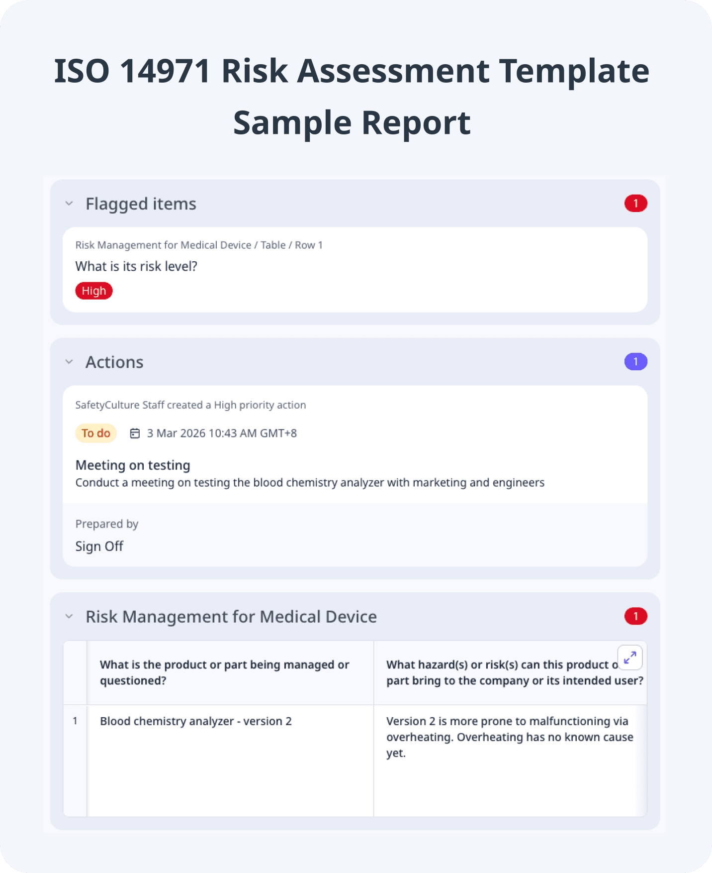 ISO 14971 Risk Assessment Template Sample PDF Report